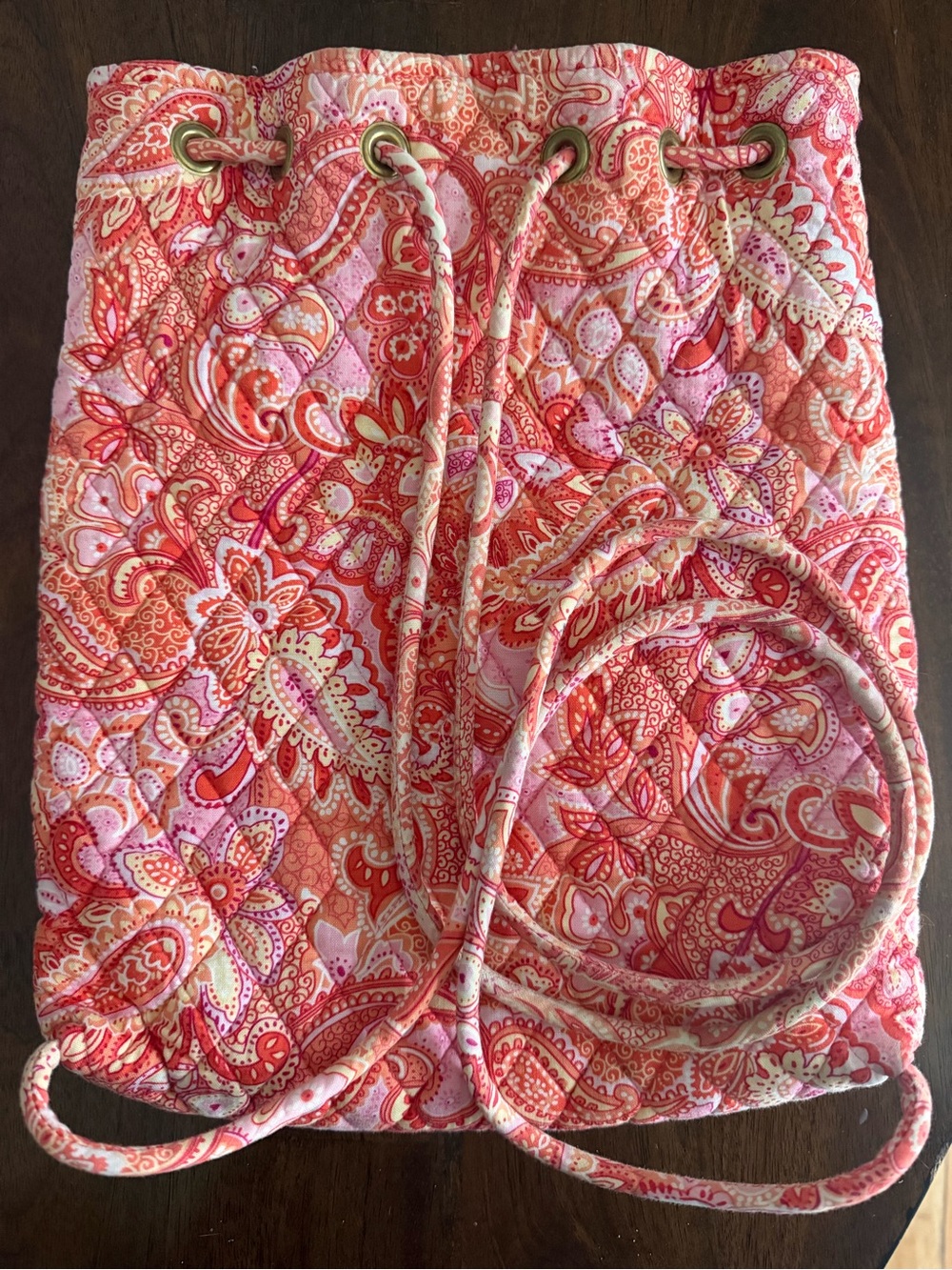 Vera Bradley Drawstring Backpack - Pink & Coral